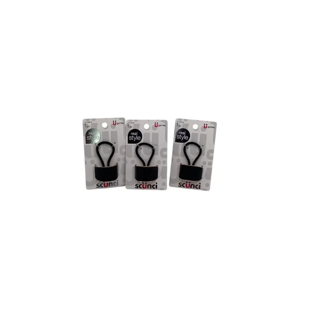 Scunci Real Style Black Ponytail Hair Cuff Lot of 3 21140-A Accessories Black